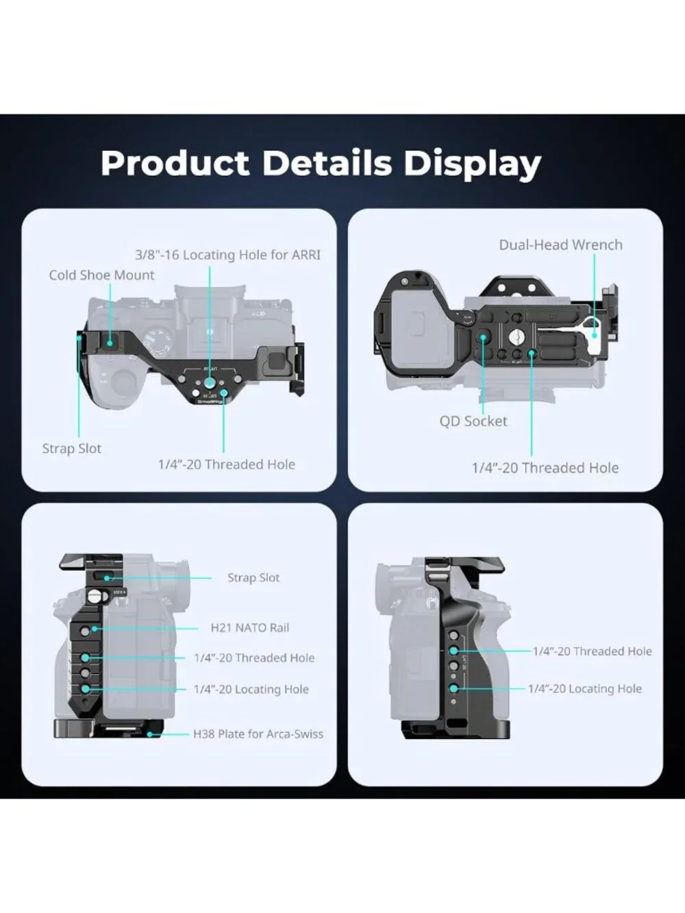 Quick Release Camera Cage for Sony Alpha 7 Series | Lightweight, Durable Design
